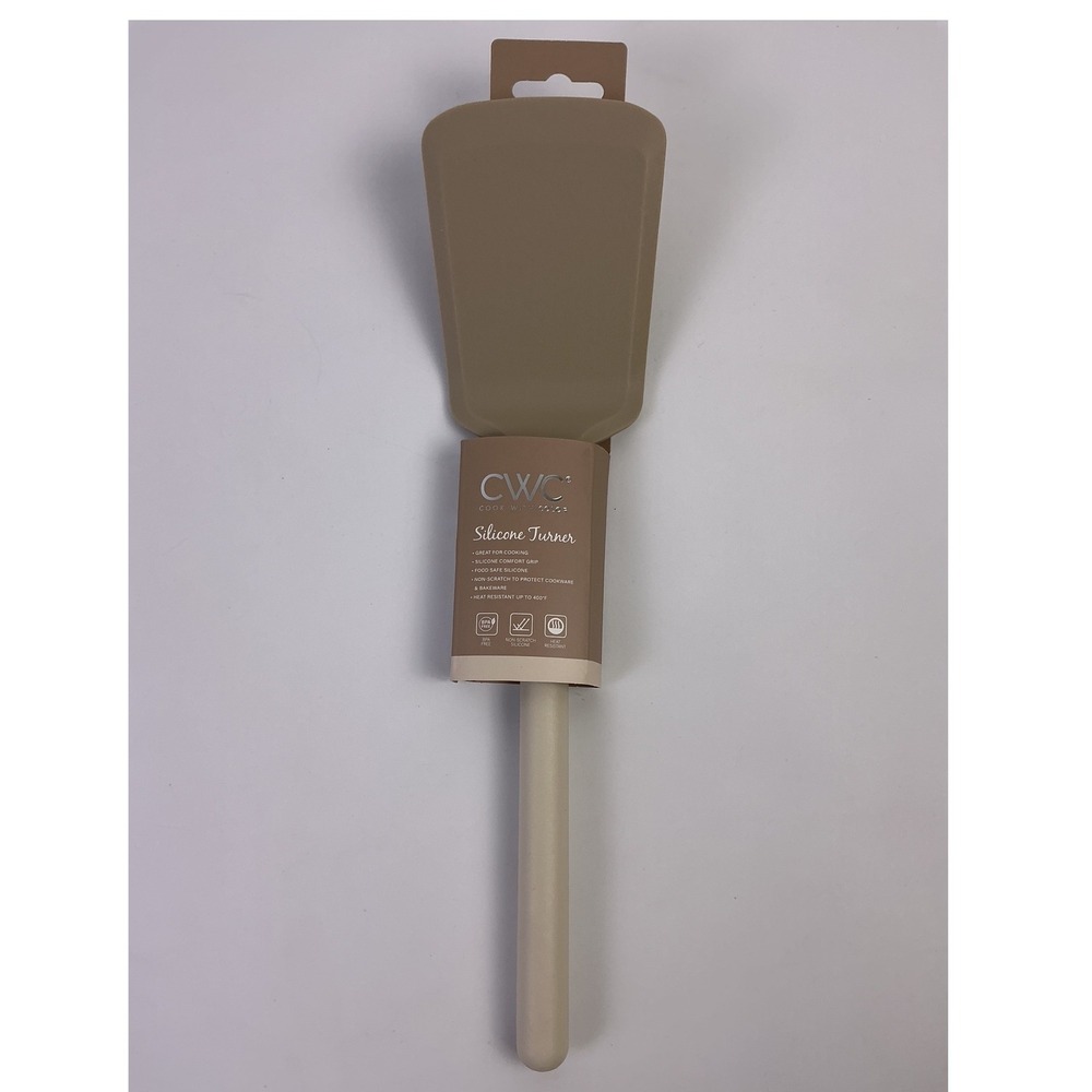 CWC Cook With Color Silicone Turner Tan Heat Resistant Kitchen Utensil New